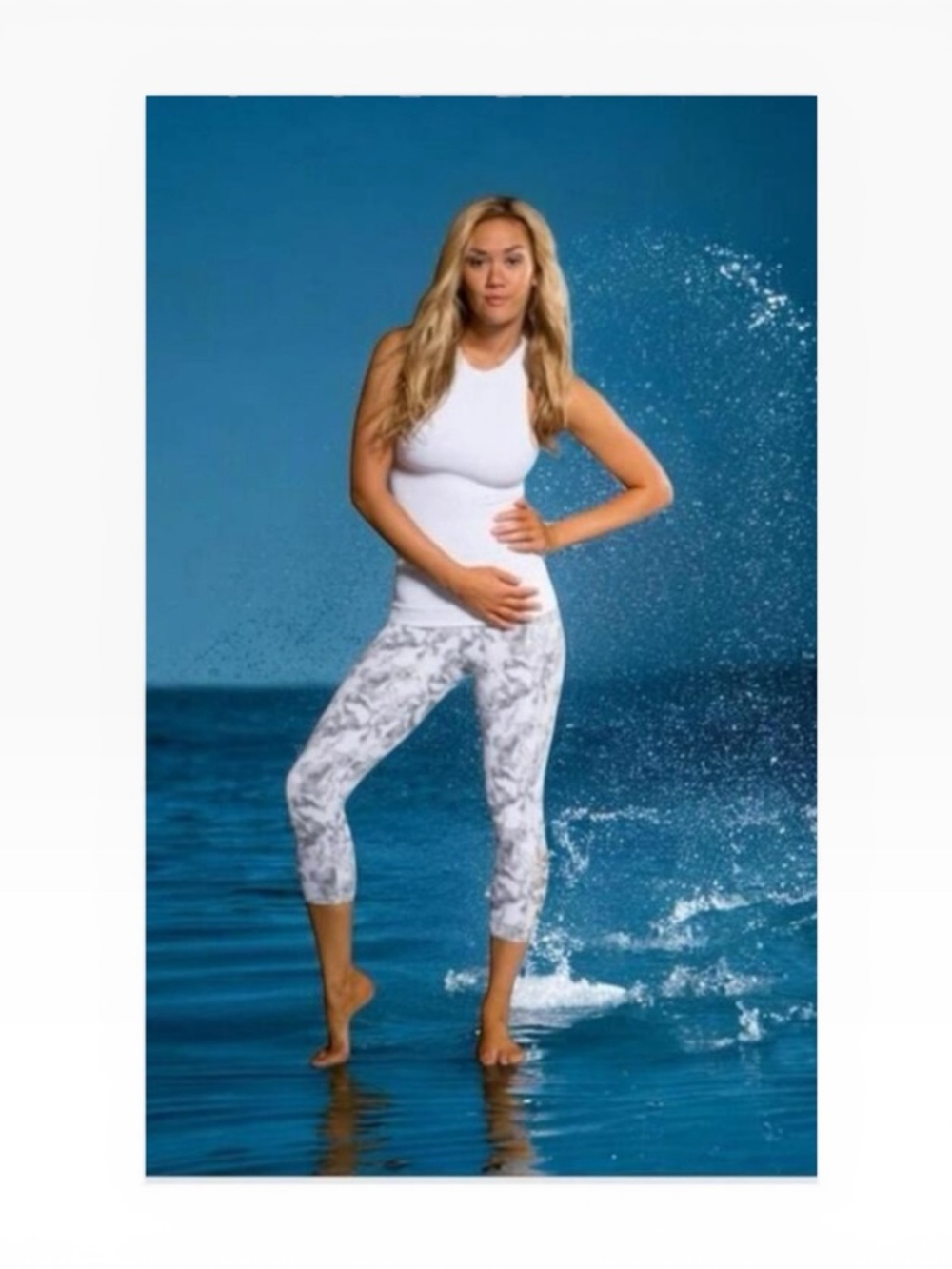 new Onzie Δ Hot Yoga Fitness Waterproof Capris Yoga Pants Δ White Jedi Med Large - Picture 5 of 16